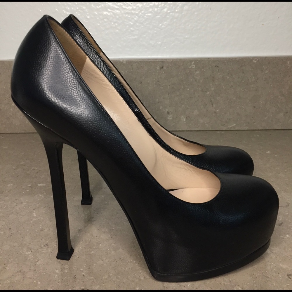 SAINT LAURENT YSL Vernigolf Tribtoo 105 Platform Pumps Black 38